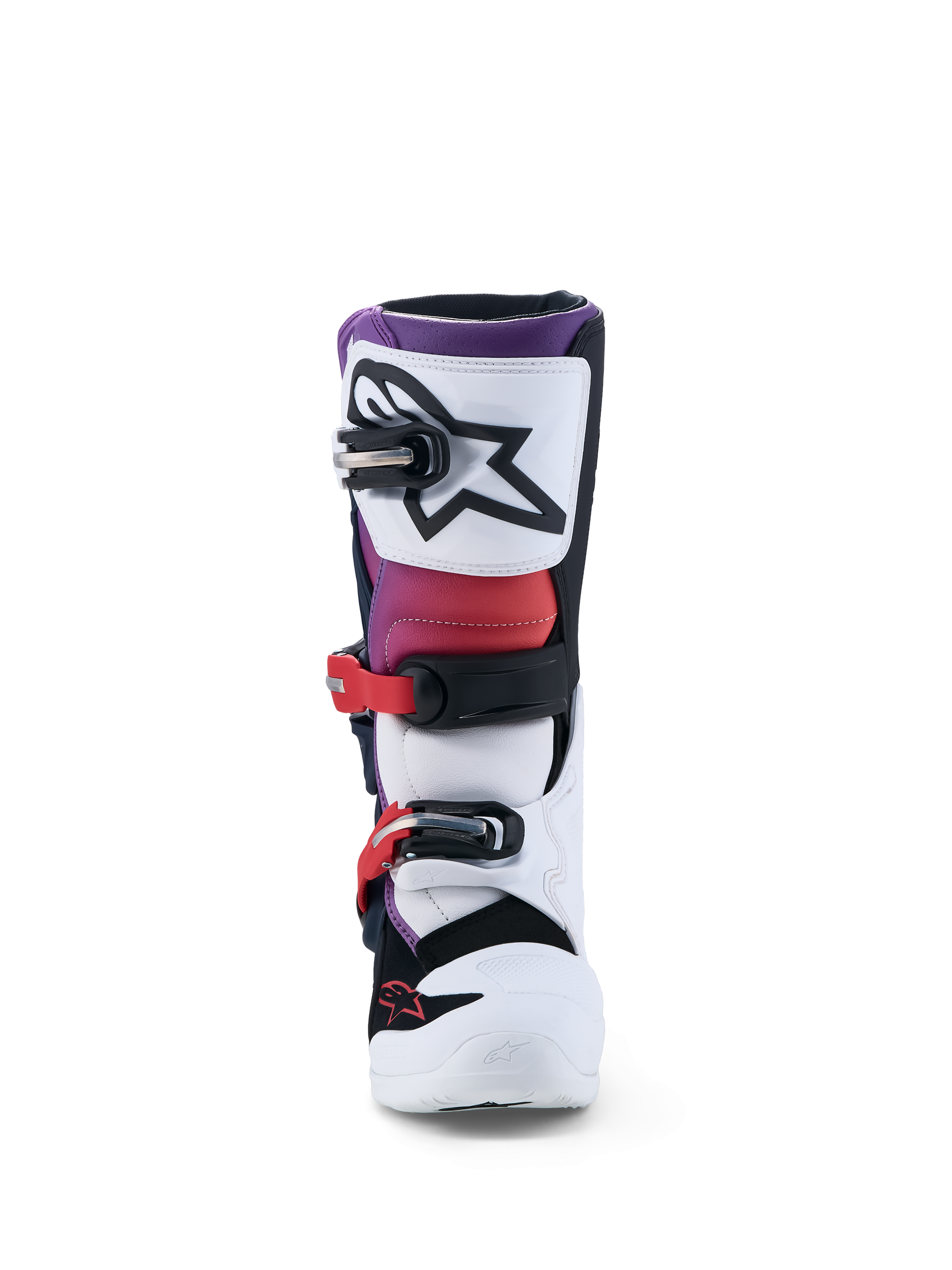 Alpinestars Stivali Tech 7S Ragazzo, stivali da motocross per ragazzi, bianchi e viola, con sistema di fibbie e protezione in TPU, calzature racing per giovani piloti