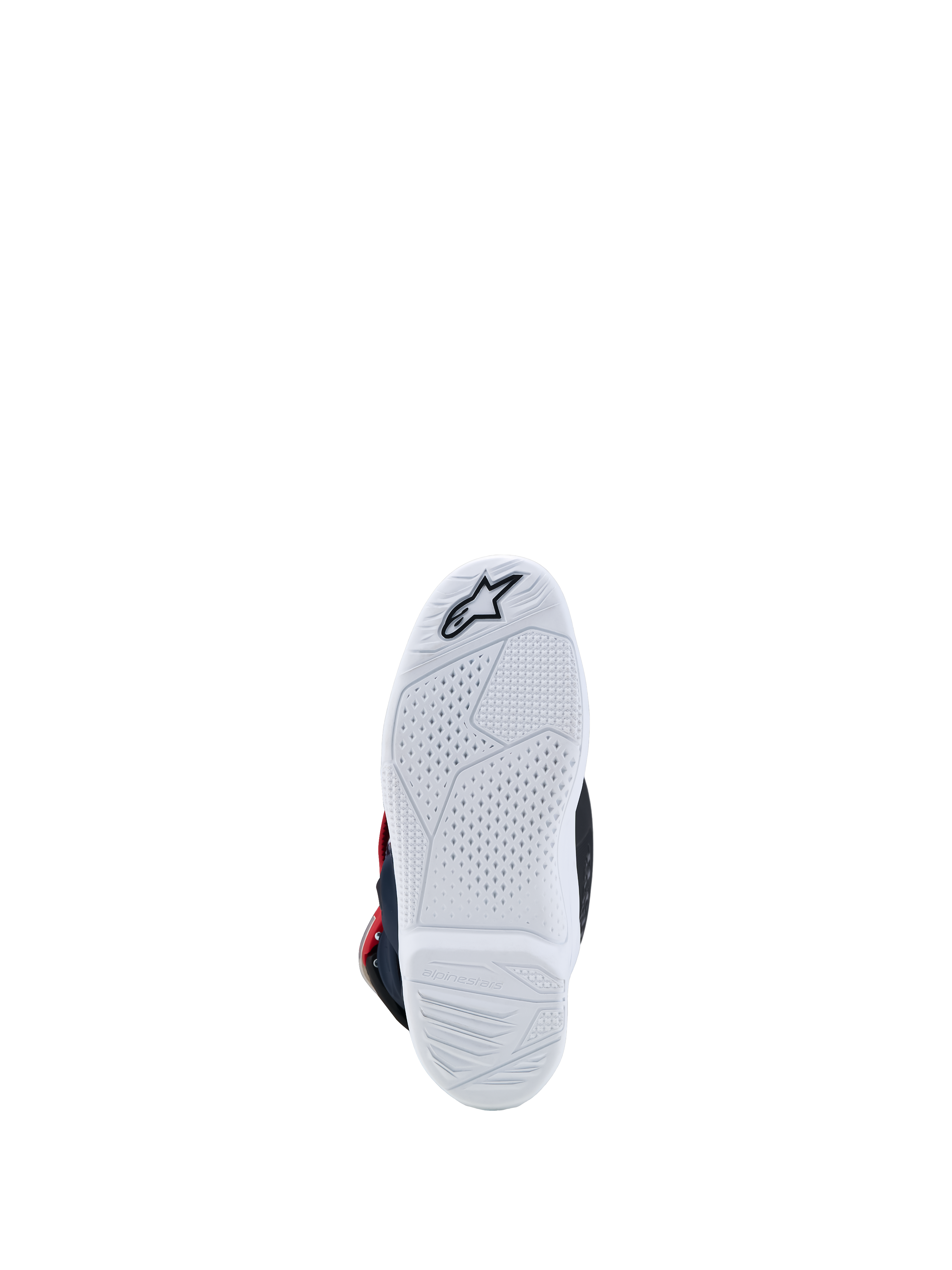 Alpinestars Stivali Tech 7S Ragazzo, suola bianca ad alta aderenza per motocross junior, bianco e blu scuro, grip sostituibile.