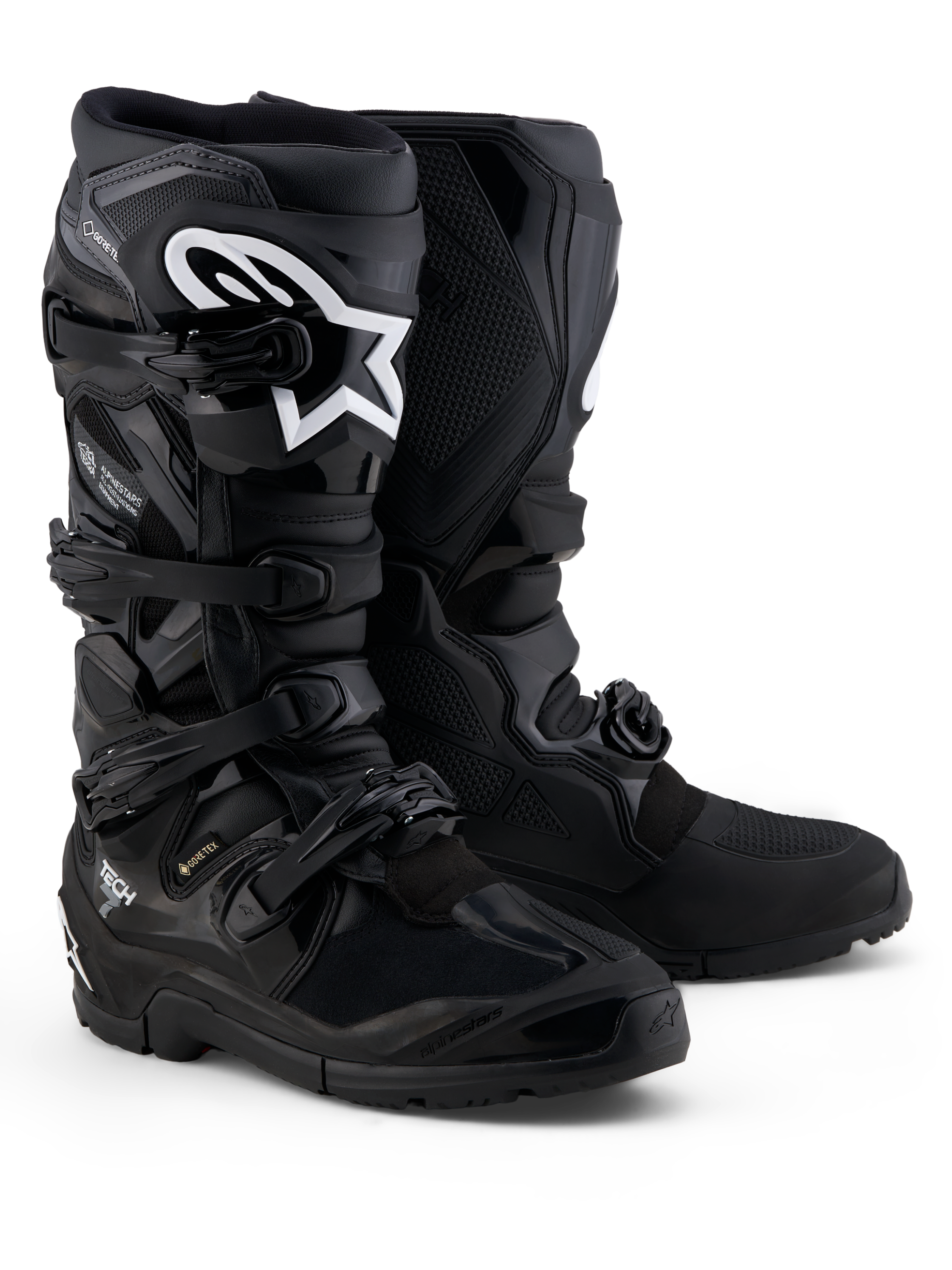 Alpinestars Stivali Tech 7 Enduro Gore-Tex, stivali da moto enduro e off-road, neri, impermeabili con membrana Gore-Tex e protezioni in TPU.