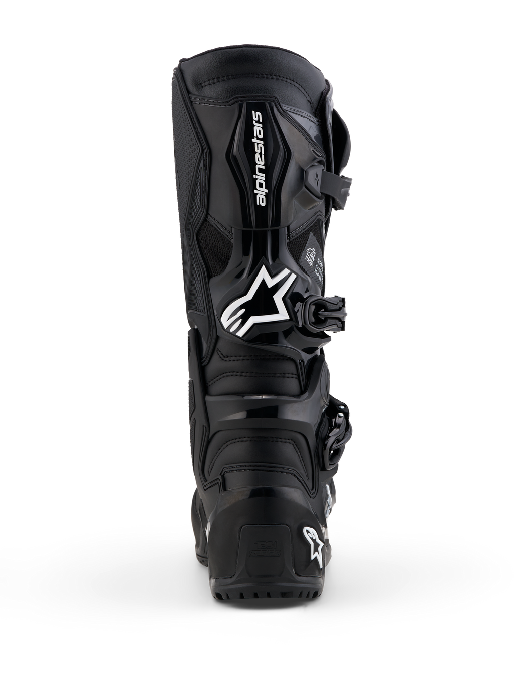 Alpinestars stivali Tech 7 Enduro Gore-Tex, stivali da moto fuoristrada da uomo, neri e grigi scuri, vista posteriore con protezione in TPU, impermeabili e traspiranti