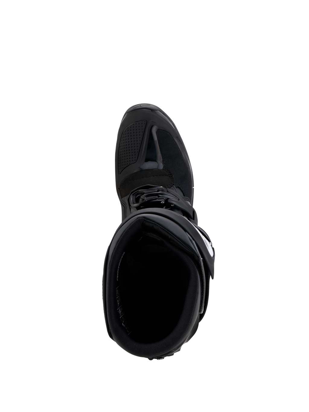 Alpinestars Stivali Tech 7 Enduro Gore-Tex, stivali da moto enduro da uomo, neri e grigi, impermeabili, vista dall'alto con zona cambio in TPU e interno imbottito.