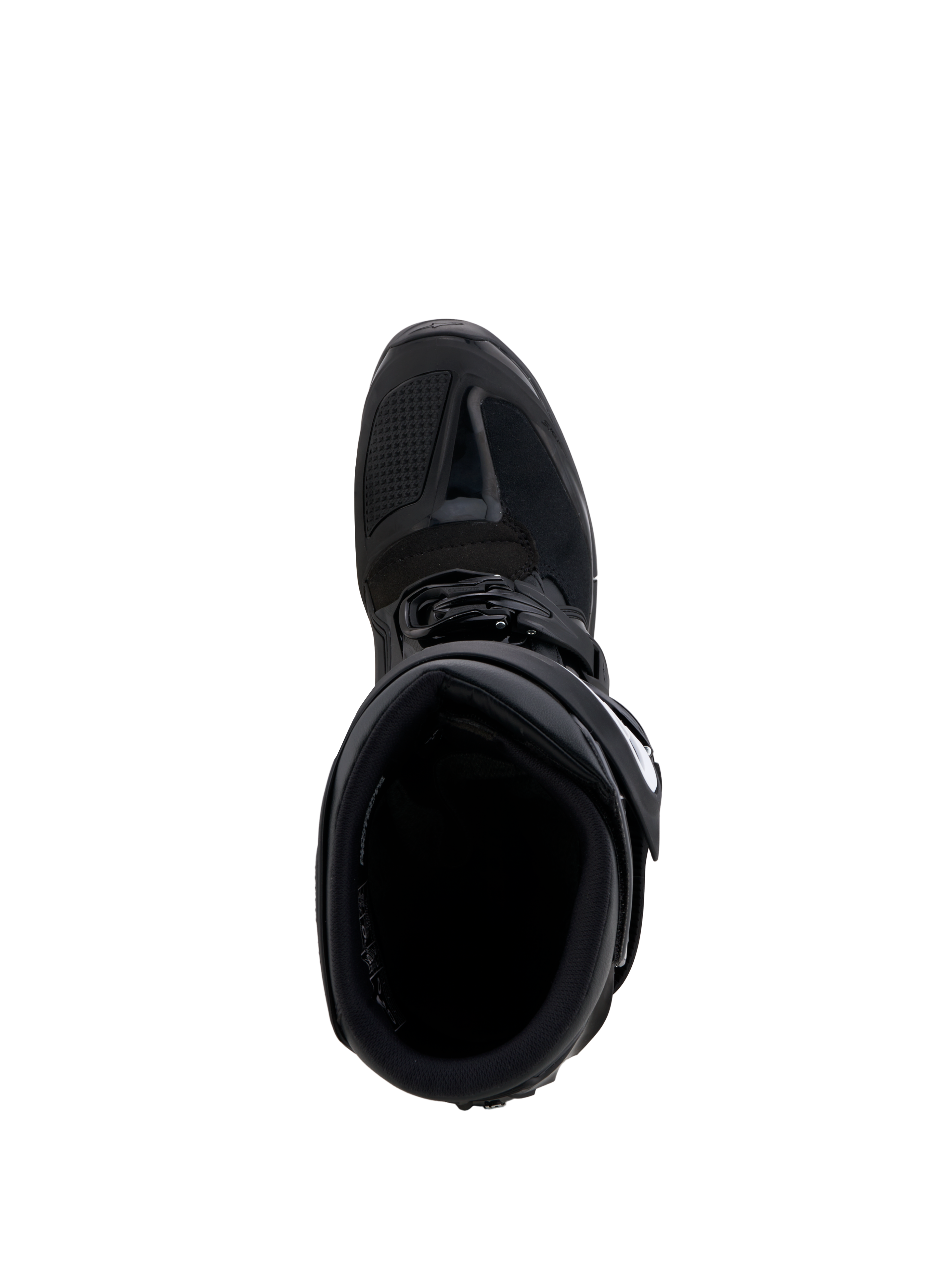 Alpinestars Stivali Tech 7 Enduro Gore-Tex, stivali da moto enduro da uomo, neri e grigi, impermeabili, vista dall'alto con zona cambio in TPU e interno imbottito.
