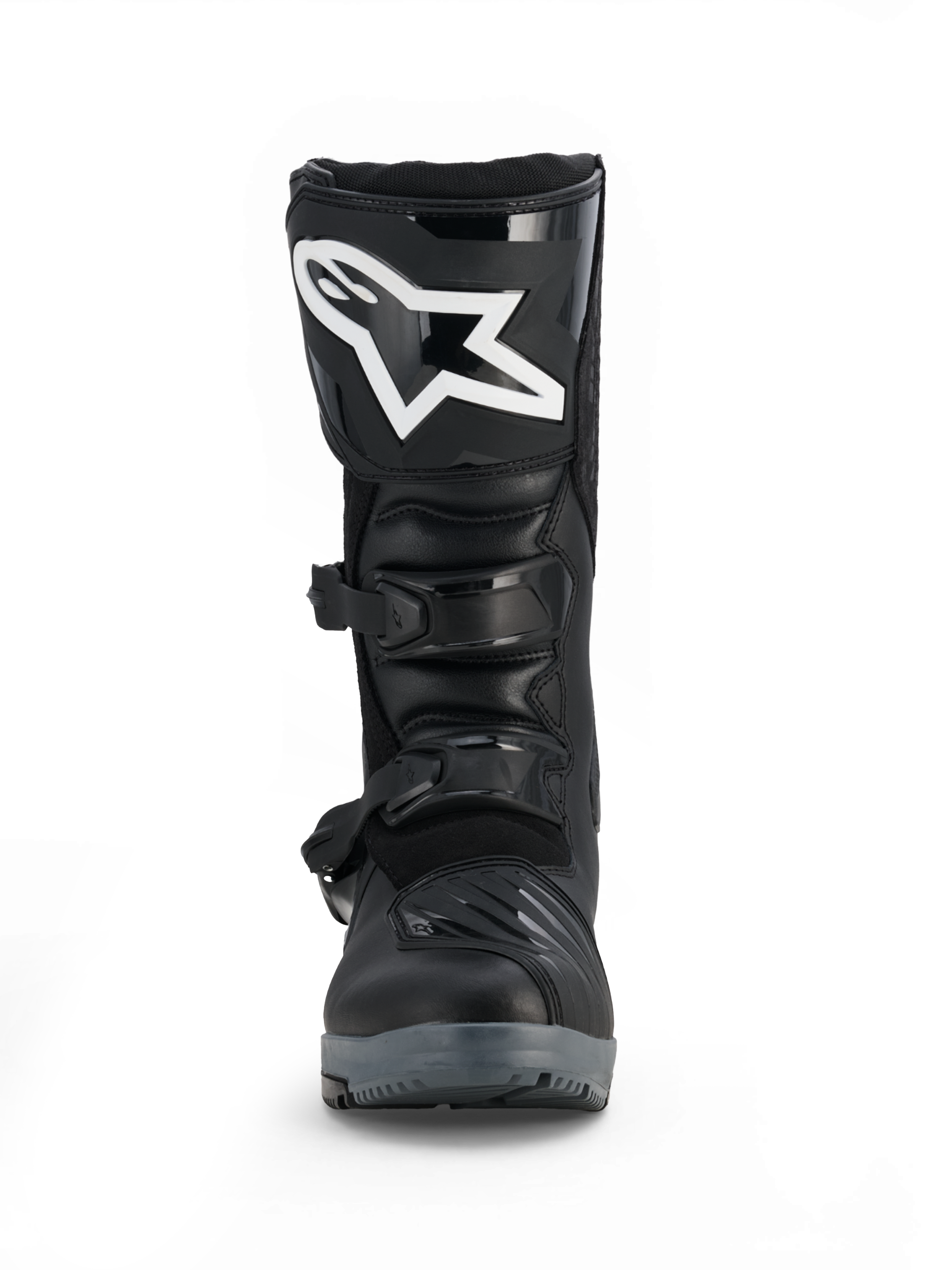 Alpinestars Stivali Corozal V2 Adventure Drystar®, stivale da moto adventure nero con logo bianco, piastra tibiale protettiva, fibbie regolabili e suola all-terrain grigia