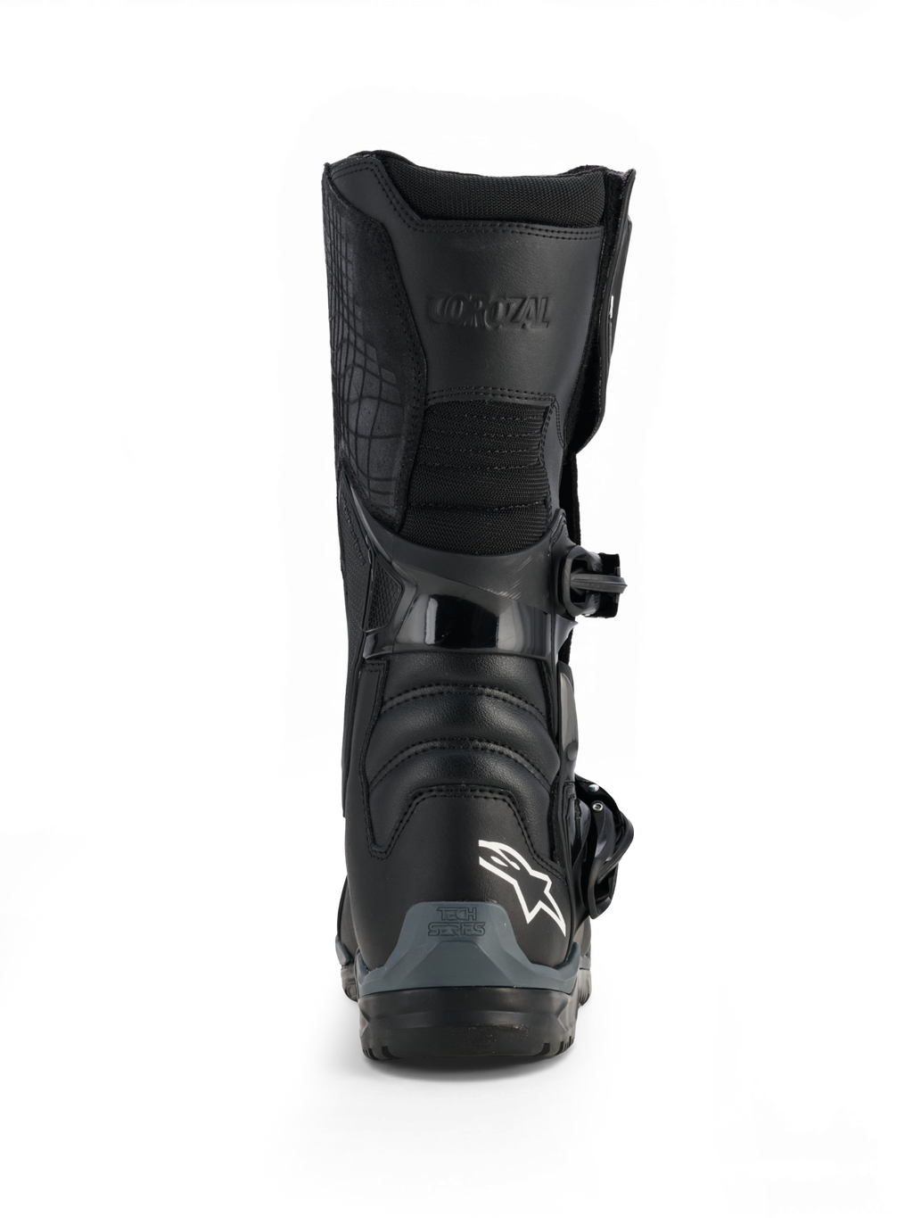 Alpinestars Stivali Corozal V2 Adventure Drystar®, stivale da moto adventure nero impermeabile, con piastra tibiale protettiva, chiusura con fibbia e suola all-terrain, vista frontale