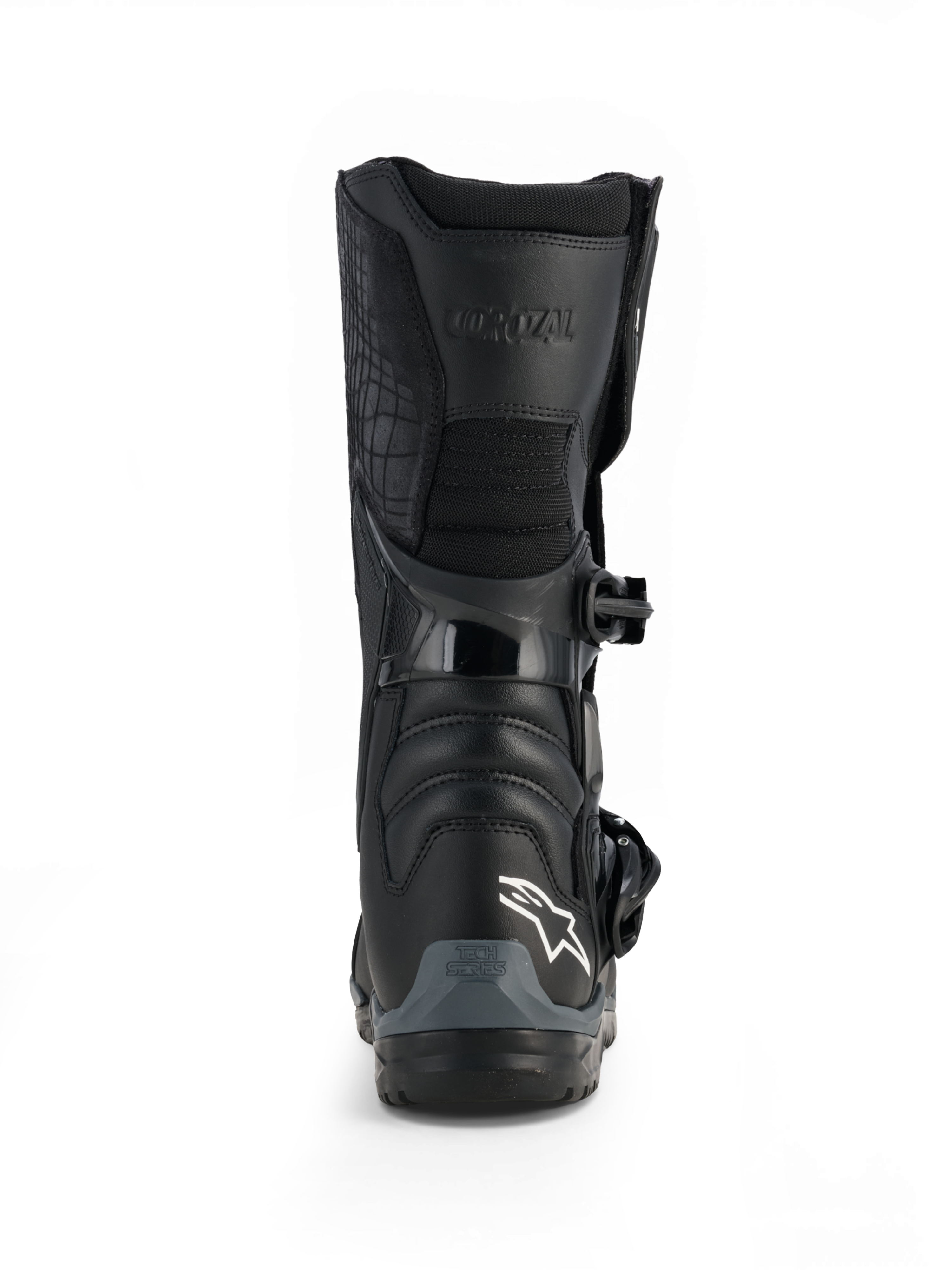 Alpinestars Stivali Corozal V2 Adventure Drystar®, stivale da moto adventure nero impermeabile, con piastra tibiale protettiva, chiusura con fibbia e suola all-terrain, vista frontale
