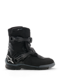 Alpinestars Belize V2 Drystar® Boots, stivali da moto neri, vista di profilo con due chiusure a fibbia regolabili, logo a stella Alpinestars bianco sul tallone, suola robusta off-road e design impermeabile per adventure riding
