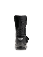 Stivali Alpinestars Belize Drystar®, stivali da moto adventure touring neri, vista posteriore con contrafforte del tallone, chiusura con fibbia e logo Drystar® impermeabile