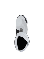 Alpinestars Supertech R Vented Boots, stivali da moto racing, bianco, grigio medio e nero, vista dall'alto a volo d'uccello dell'apertura dello stivale, con struttura in microfibra traforata e design racing elegante