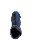 Alpinestars Supertech R LE Martinator R01 Vented Boots, stivali da moto racing, blu e viola con dettagli neri, vista dall'alto dell'interno dello stivale, con tomaia in microfibra traforata e design racing