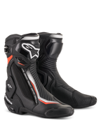 Alpinestars stivali SMX Plus V2, stivali da moto racing uomo, neri e rosso fluorescente con protezione avanzata in TPU