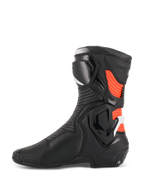 Alpinestars stivali SMX Plus V2, stivali da moto racing uomo, neri, bianchi e rossi fluorescenti, con protezioni in TPU.