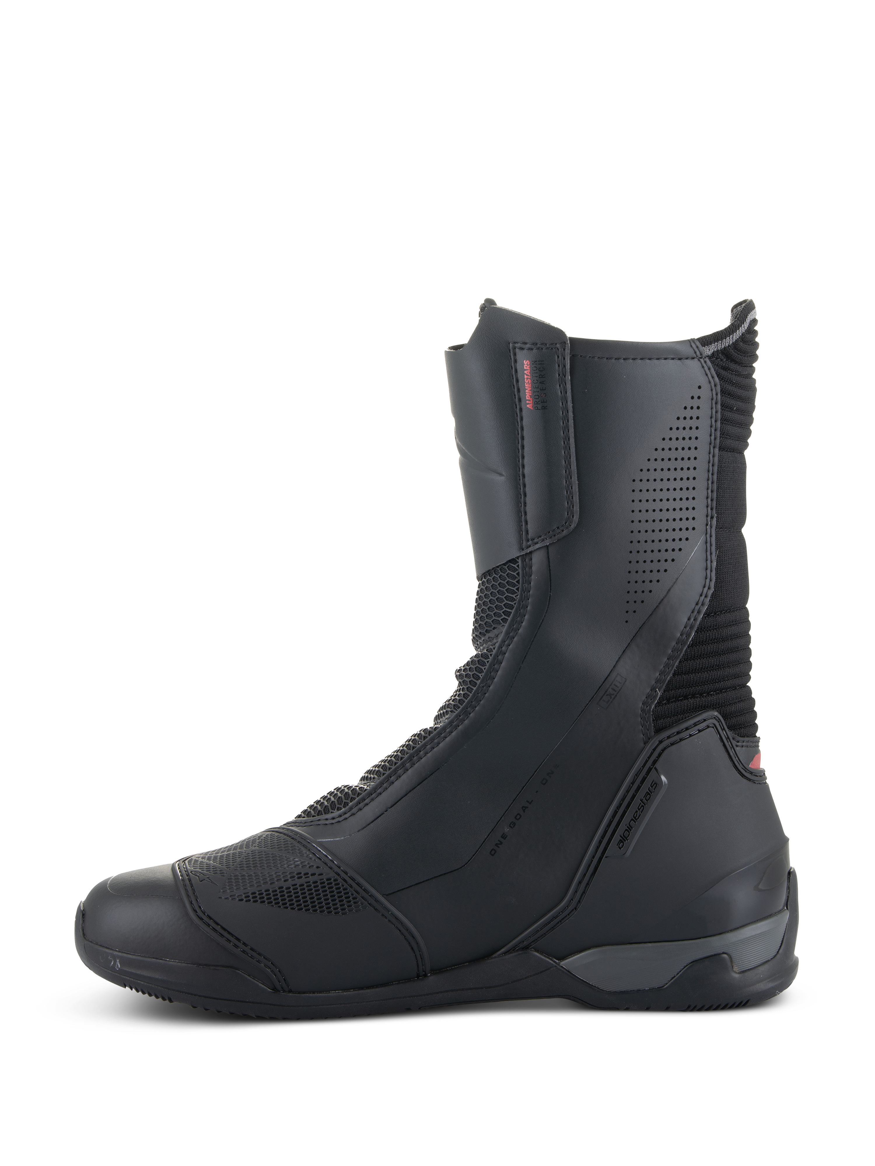 Stivali Alpinestars SP-X BOA®, stivali da moto, nero, design a media altezza con pannelli in microfibra e mesh Rideknit, con cerniera mediale e profilo sportivo elegante