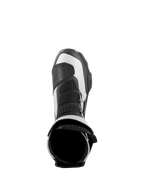 Stivali Alpinestars SP-X BOA, nero e argento, vista dall'alto dell'apertura superiore e della linguetta in mesh, stivali da moto sportivi eleganti di media altezza con costruzione in microfibra avanzata e Rideknit