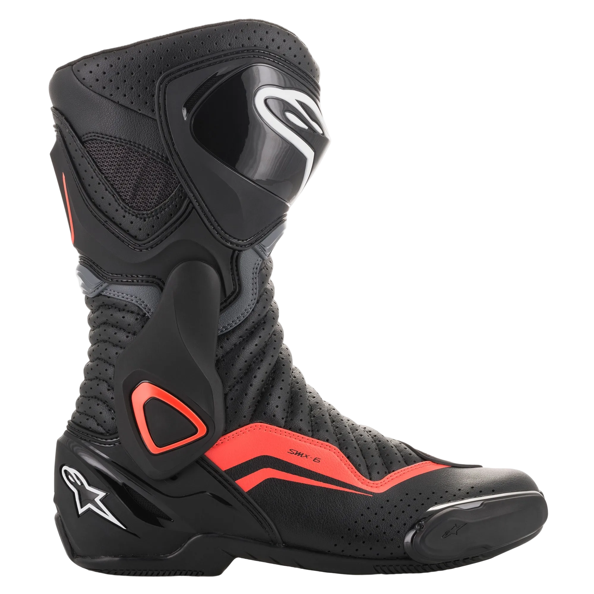 Alpinestars stivali Vented SMX-6 V2, stivali da moto racing neri e rossi fluorescenti, traspiranti e certificati CE