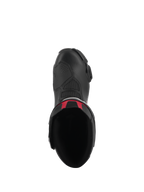 Stivali Alpinestars SMX-6 V3, stivali da moto performanti, nero con accenti rossi, vista dall'alto che mostra l'apertura interna e la tomaia in microfibra, design ergonomico per corse motociclistiche