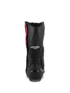 Stivali Alpinestars SMX-6 V3, stivali da moto performanti, nero argento rosso, vista posteriore che mostra la protezione per il polpaccio in TPU, le zone di flessione in rete e il rinforzo del tallone, calzature protettive ad alte prestazioni