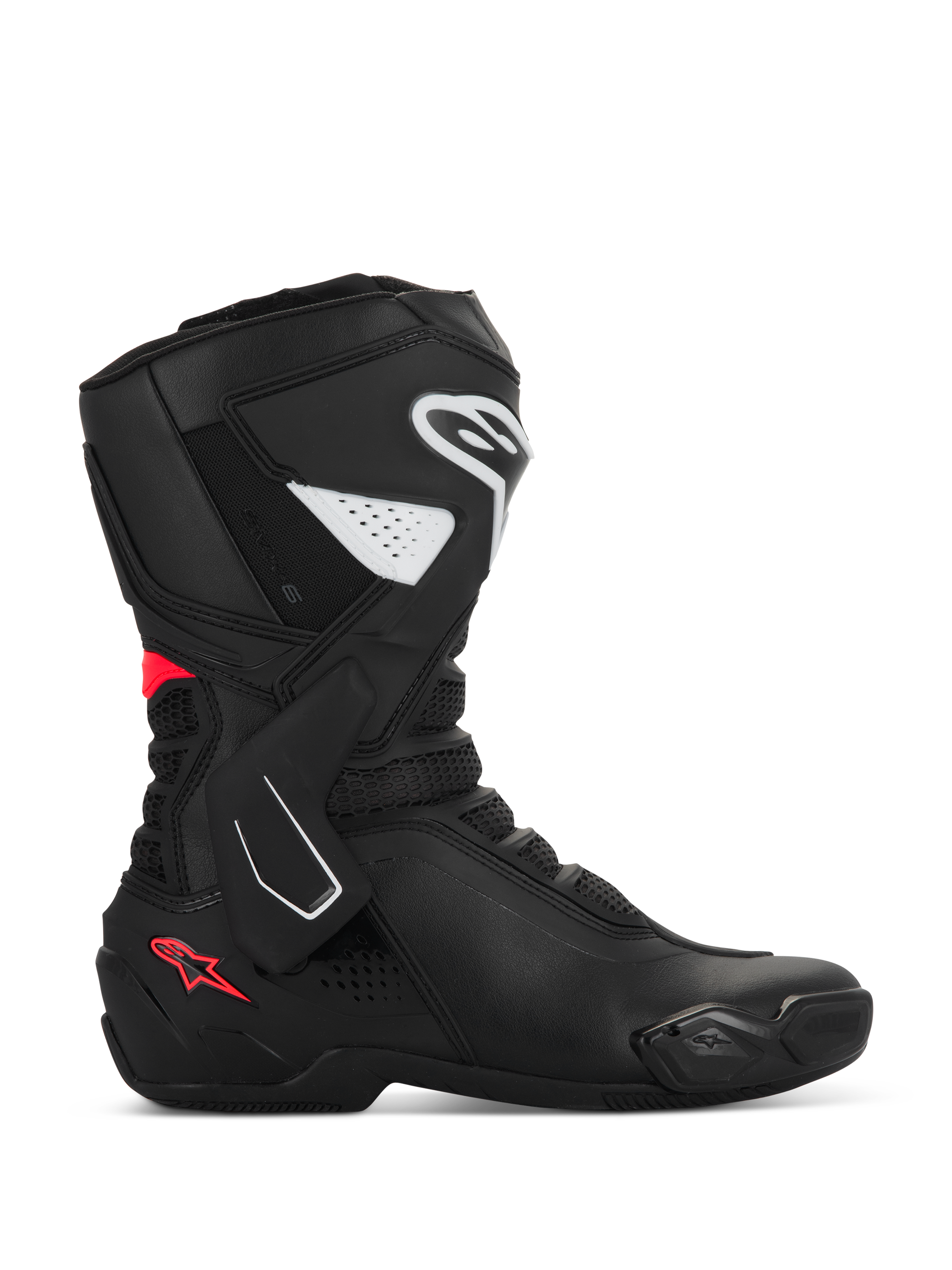 Alpinestars Stella SMX-6 V3 Boots, stivali da moto sportivi da donna, nero con accenti bianco e rosa Diva, profilo laterale con protezione tibia e caviglia in TPU, pannelli mesh flessibili e costruzione in microfibra ad alte prestazioni per pista e strada