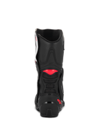 Stivali Alpinestars Stella SMX-6 V3, Nero Bianco Diva Pink, vista posteriore con costruzione in microfibra nera, dettagli in TPU rosa su polpaccio e tallone, e ventilazione in mesh integrata per prestazioni di guida sportiva