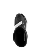 Stivali Alpinestars SMX S, nero e bianco, vista dall'alto che mostra l'interno e la protezione per il cambio sulla punta, robusta costruzione in microfibra, calzature sportive da moto