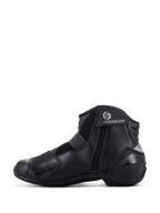 Alpinestars SMX-1 R V2 Vented Boots, stivali da moto a taglio basso, nero, vista laterale del profilo che mostra la tomaia in microfibra traforata, protezioni in TPU e chiusura laterale con zip.