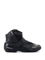 Alpinestars SMX-1 R V2 Vented Boots, scarpe da moto basse nere, profilo laterale con pannelli in microfibra traforata, protezione del tallone in TPU e saponetta sulla punta, chiusura con cinturino in velcro, calzature sportive per guida su strada