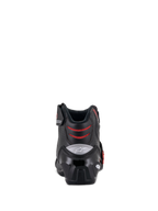 Alpinestars SMX-1 R V2 Vented Boots, stivali da moto bassi, nero e rosso, vista posteriore che mostra il contrafforte del tallone in TPU e le zone di flessione in mesh rosso, calzature tecniche per la guida su strada e sportiva