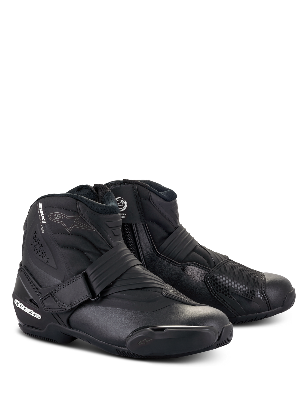 Alpinestars Stella SMX-1 R V2 Boots, scarpe da moto basse da donna, nero, con tomaia in microfibra, contrafforte del tallone e paracambio in TPU, chiusura a cinturino e profilo sportivo aerodinamico