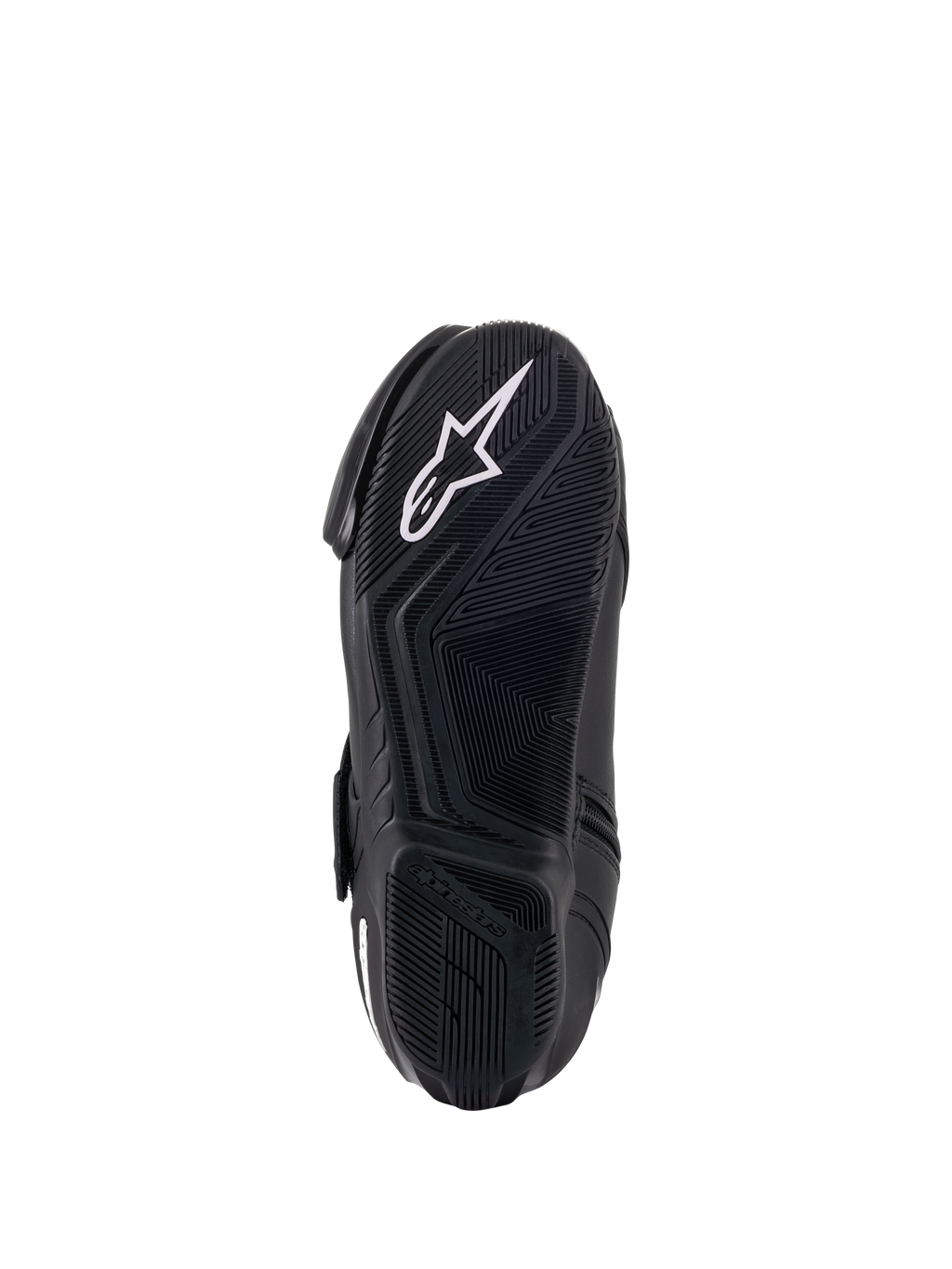 Alpinestars Stivali Stella SMX-1 R V2 da donna, nero, vista dal basso della suola in mescola di gomma con motivo ad alta aderenza e logo a stella bianco Alpinestars, calzature tecniche da moto