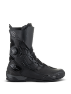 Alpinestars SP-X BOA Drystar Boots, stivali da moto touring, nero e grigio scuro, profilo laterale con sistema di allacciatura rapida BOA e marchio Drystar, design impermeabile di media altezza con rinforzi in mesh e TPU
