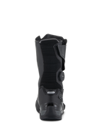 Alpinestars SP-X BOA® Drystar® Boots, nero e grigio scuro, vista posteriore che mostra il polpaccio in tessuto a costine, sistema di chiusura BOA laterale e contrafforte del tallone in TPU rinforzato con dettagli riflettenti, calzature tecniche da sport-touring