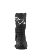 Stivali Alpinestars SMX-6 V3 Drystar®, nero, vista frontale, stivali da guida sportiva e ad alte prestazioni con logo Alpinestars bianco sullo stinco, protezioni in TPU e zone di flessione testurizzate