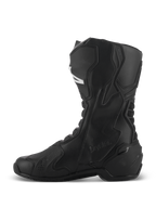 Stivali Alpinestars SMX-6 V3 Drystar®, stivali da moto performanti neri, profilo laterale che mostra la costruzione in microfibra a taglio alto, pannelli protettivi in TPU e marchio Drystar