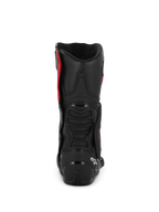 Stivali Alpinestars SMX-6 V3 Drystar®, nero e rosso, vista posteriore che mostra il contrafforte del tallone in TPU e la protezione del polpaccio, calzature da moto ad alte prestazioni con costruzione in microfibra impermeabile