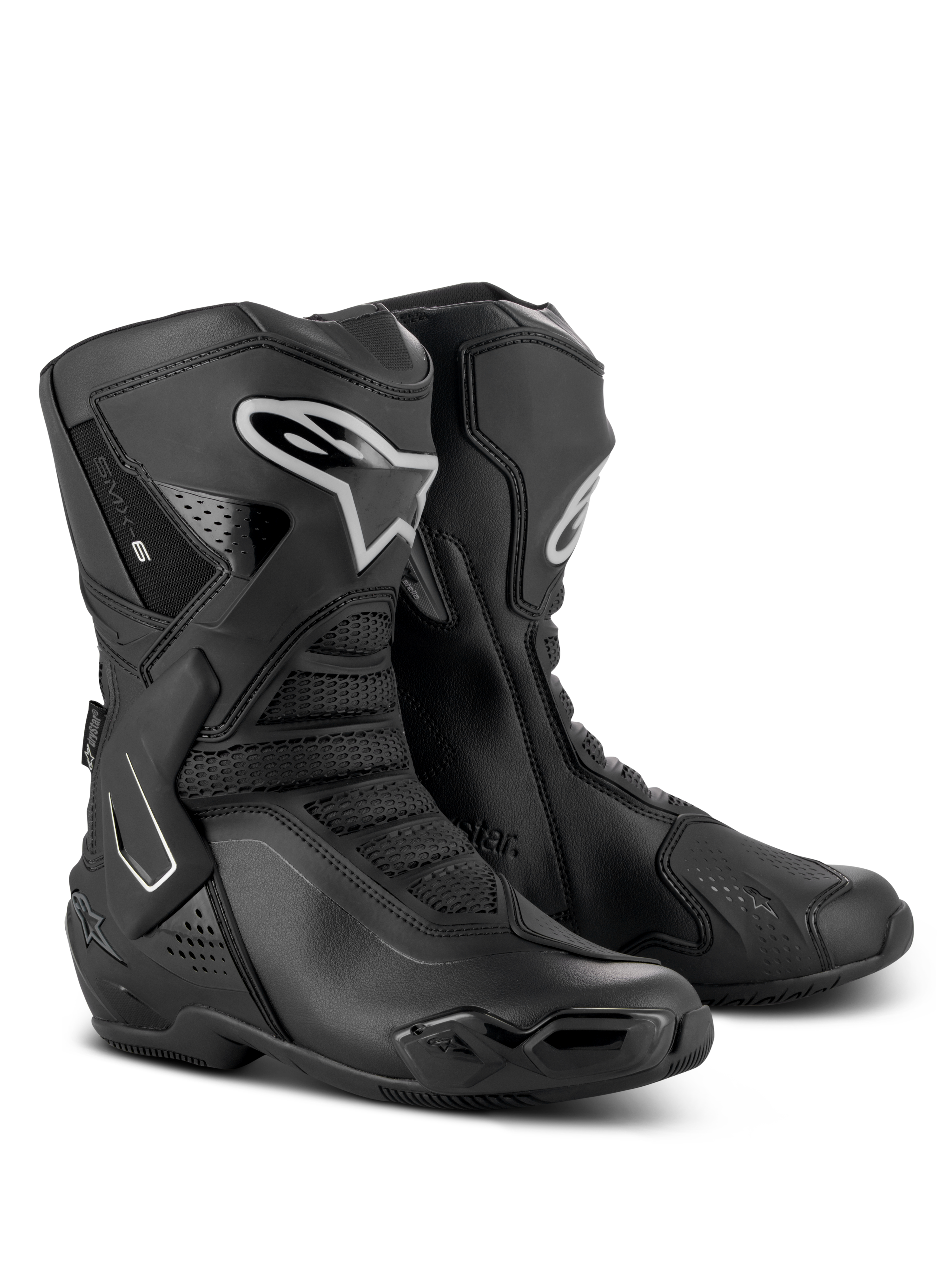 Alpinestars Stella SMX-6 V3 Drystar Boots, stivali da moto performanti da donna, nero e argento, tomaia in microfibra impermeabile con protezione in TPU, design di derivazione racing per pista e strada