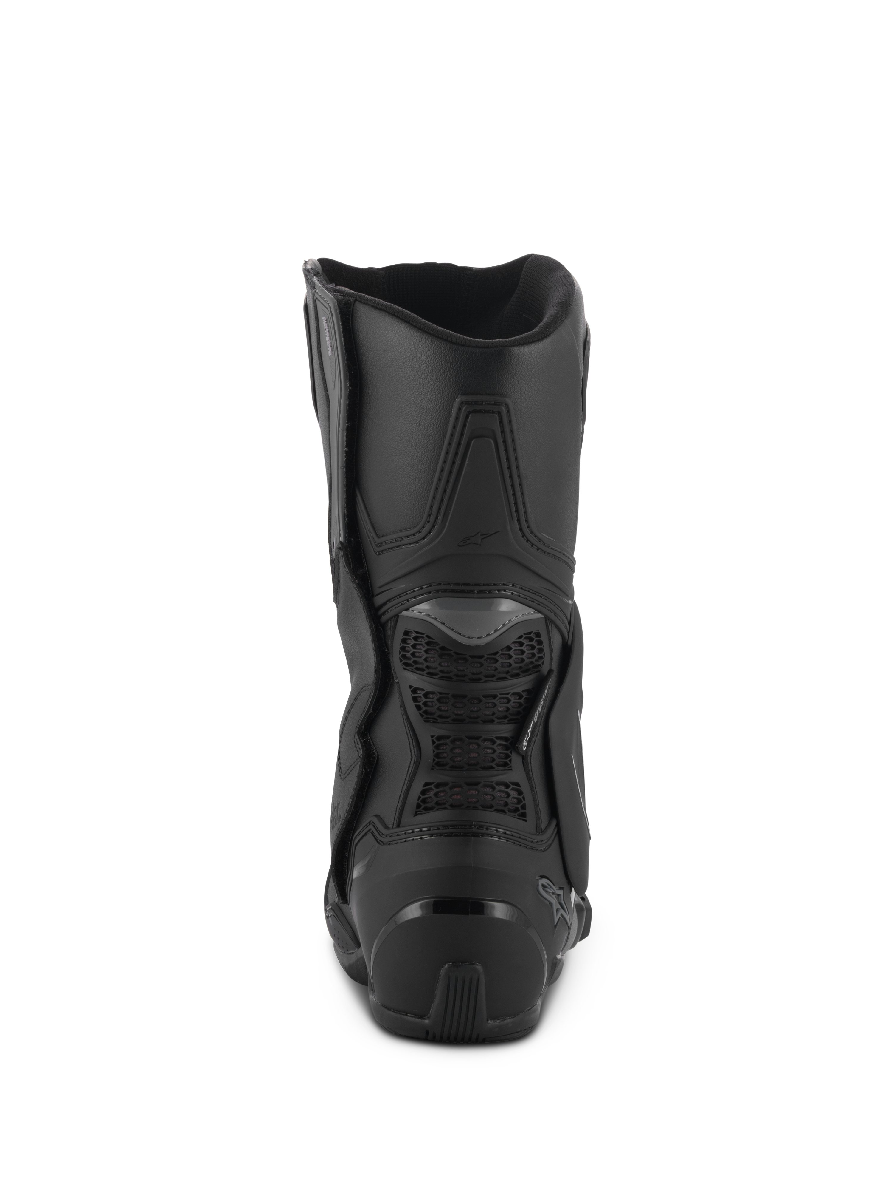 Stivali Alpinestars Stella SMX-6 V3 Drystar®, neri, vista posteriore che mostra il contrafforte del tallone in TPU e la protezione posteriore del polpaccio, stivali da moto impermeabili ad alte prestazioni per donna