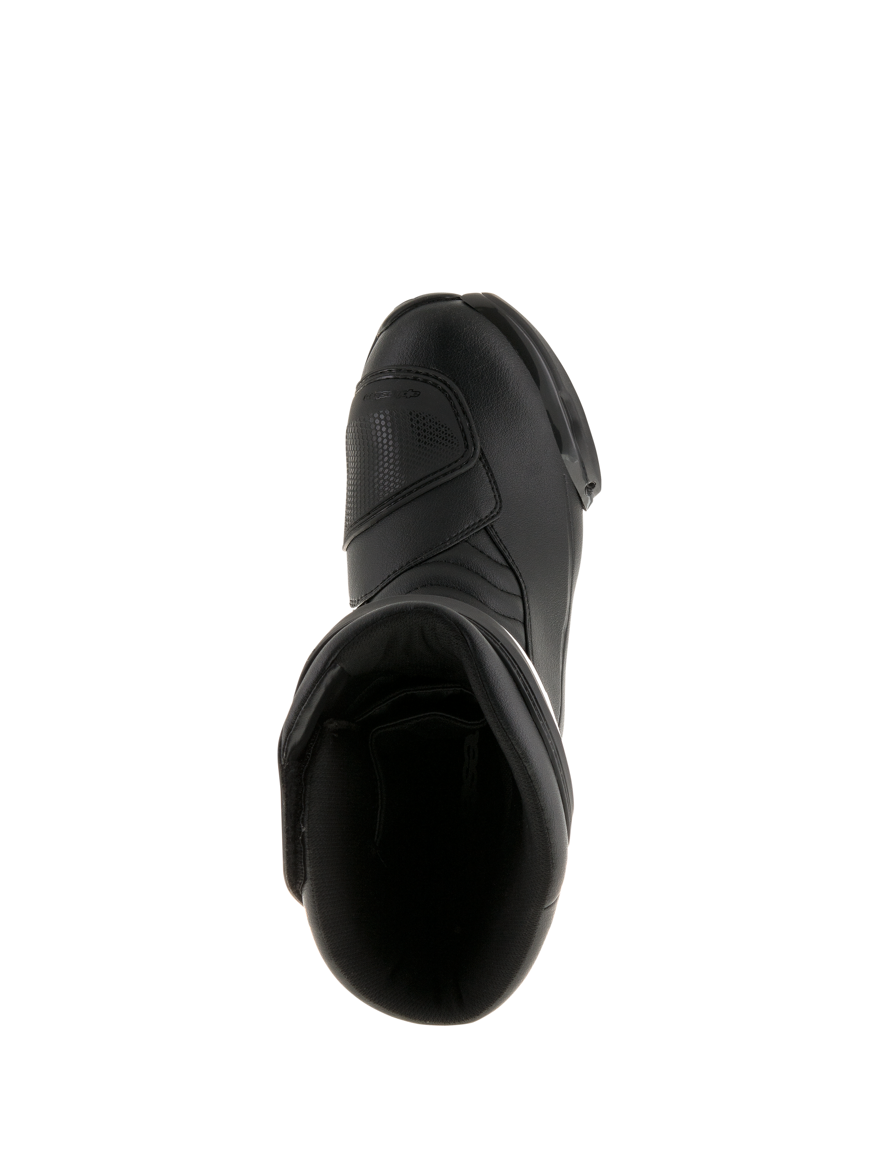 Stivali Alpinestars SMX S Waterproof, nero, vista dall'alto che mostra l'apertura interna e la tomaia in robusta microfibra, calzature da moto sport-touring