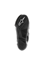 Stivali Alpinestars SMX S Waterproof, stivali da moto, nero, vista della suola in gomma testurizzata con logo Astar bianco e battistrada con disegno per la dispersione dell'acqua