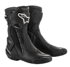 Alpinestars SMX Plus V2 GORE-TEX Boot, stivali da moto racing neri con loghi argento e bianchi, design impermeabile e traspirante, con protezione rinforzata della caviglia, pannelli a fisarmonica flessibili e piastre protettive in TPU per guida racing e sportiva