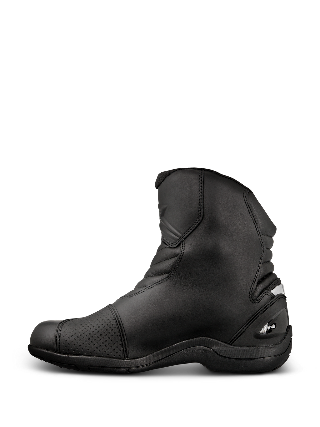 Stivali Alpinestars New Land GORE-TEX, stivali da moto road-touring, nero, design in pelle pieno fiore a media altezza con zone di flessione a soffietto, paracolpi rinforzato e robusta suola in gomma.