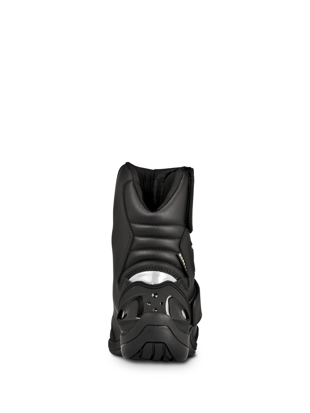 Stivali Alpinestars New Land GORE-TEX, stivali da moto road-touring, nero, vista posteriore con zone di flessione a soffietto imbottite, inserto riflettente sul tallone e suola in gomma resistente