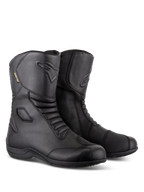 Stivali Alpinestars Web GORE-TEX, stivali da moto touring impermeabili neri, costruzione in pelle con zone di flessione a soffietto anteriori e posteriori, paraleva rinforzato e design con ingresso laterale per la guida su strada.