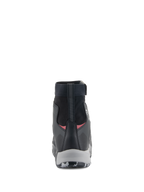 Scarpe Alpinestars CR-8 GORE-TEX, scarpe da moto impermeabili, nero, grigio medio e rosso vivace, vista posteriore con colletto elasticizzato a taglio alto, tallone rinforzato e intersuola grigia