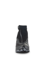 Scarpe Alpinestars CR-8 GORE-TEX, vista frontale, nero e grigio scuro, scarpa da moto dal taglio alto con cerniera impermeabile angolata, colletto elasticizzato e punta della suola testurizzata, calzatura tecnica da adventure touring