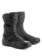 Stivali Alpinestars Radon Drystar®, stivali da moto touring, nero, con tre cinturini regolabili a strappo, placca parastinchi in TPU con logo in rilievo e protezione del cambio, robusta struttura in microfibra per guida su strada e adventure