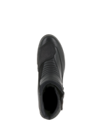Stivali moto Alpinestars Stella Valencia Waterproof da donna, nero, vista dall'alto che evidenzia le zone di flessione a soffietto e la protezione cambio testurizzata, design a taglio basso in pelle e scamosciato per touring