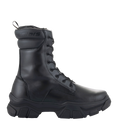 Stivali Alpinestars Ava da donna, stivali da moto urban, nero, vista laterale, suola spessa in gomma rialzata, costruzione in pelle pieno fiore, chiusura con lacci, design d'ispirazione utility per l'uso in sella e a piedi