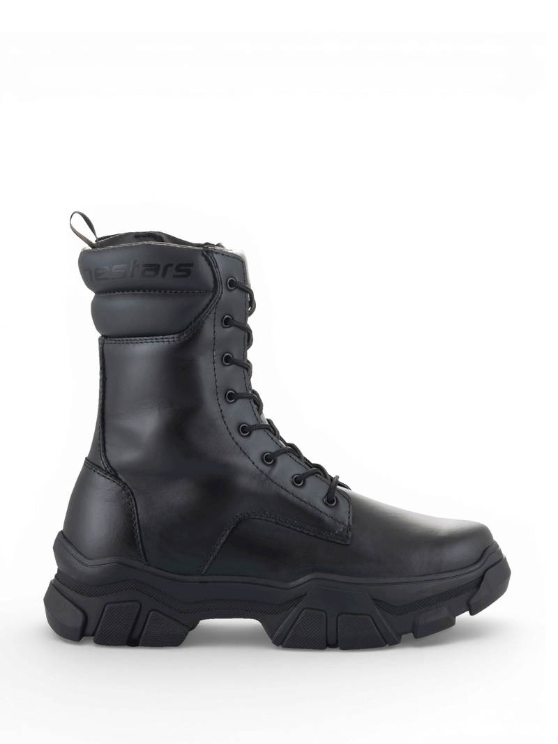 Alpinestars stivali Ava, stivali da moto urban da donna, neri, in pelle con suola rialzata, lacci e zip, certificati CE.