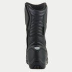 Stivali Alpinestars Origin Drystar®, stivali da moto touring, nero, vista posteriore con zone flex a soffietto su tendine d'Achille e polpaccio, dettaglio riflettente sul tallone e costruzione in microfibra resistente