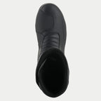 Stivali Alpinestars Origin Drystar®, Nero, vista dall'alto con pad del cambio sintetico e zona flessibile a soffietto anteriore, costruzione in microfibra resistente, calzature da moto impermeabili per touring e adventure