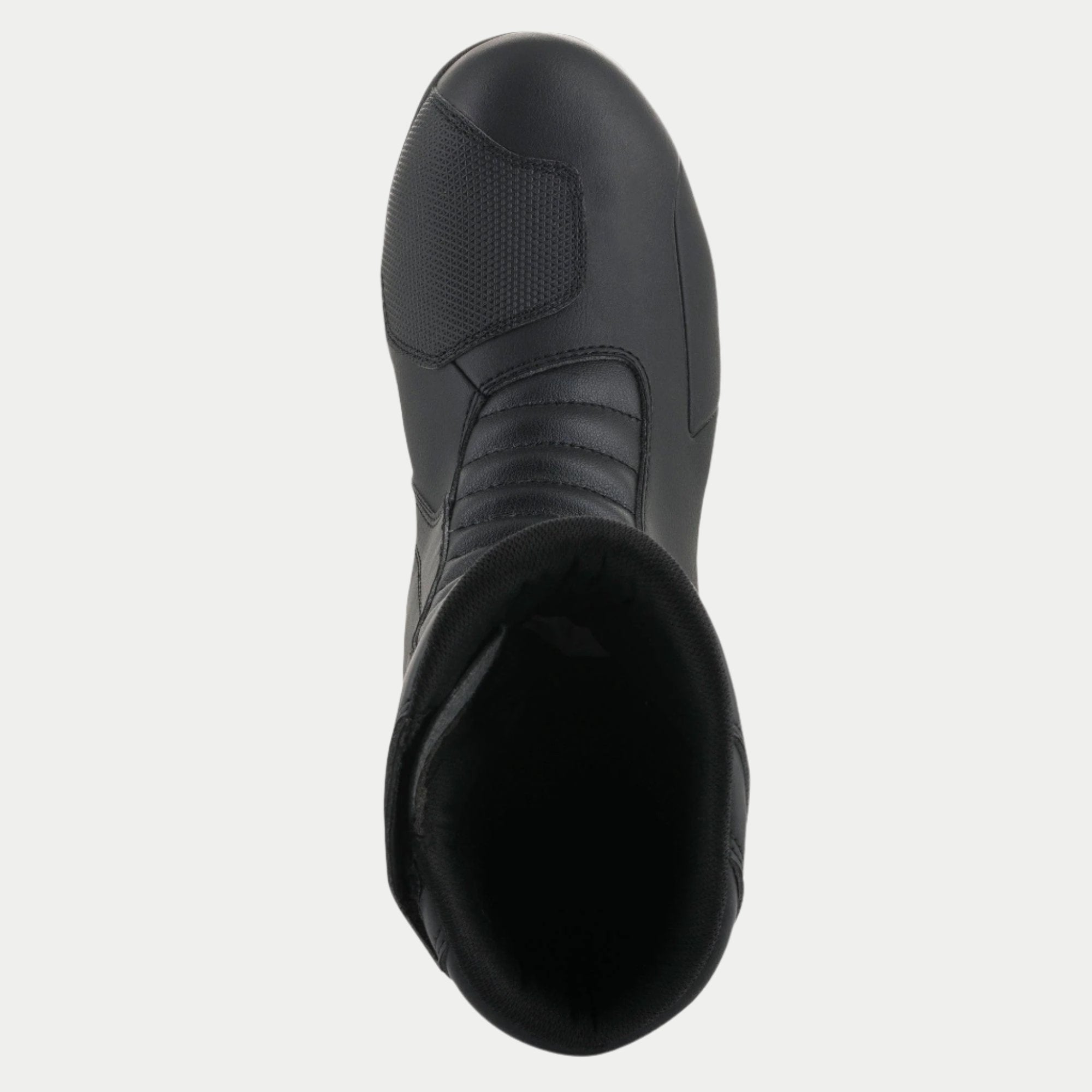 Stivali Alpinestars Origin Drystar®, Nero, vista dall'alto con pad del cambio sintetico e zona flessibile a soffietto anteriore, costruzione in microfibra resistente, calzature da moto impermeabili per touring e adventure